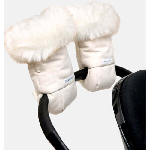 Fluffy Warmmuffs Tundra, White Fur & Beige Heather - 7AM Enfant | Maisonette