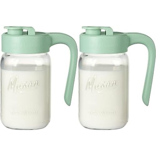 Mason Jar Pitcher, 2 pcs 32 oz (1 quart), Glass Pitcher with Lid