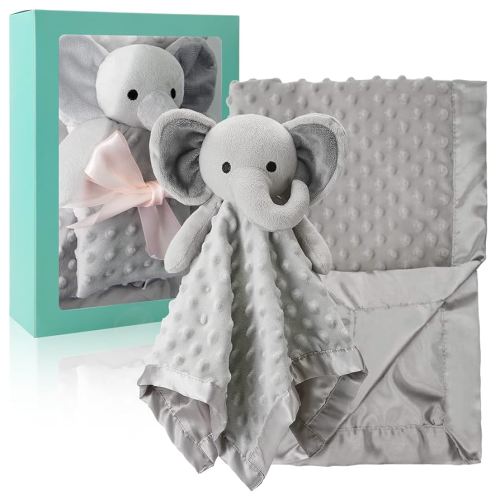 Pro Goleem Baby Blanket with Gray Elephant Security Blanket Newborn Gifts Set