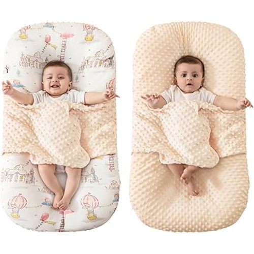 Baby Lounger - Baby Lounger for Newborn - Baby Lounger Pillow - Soft 100% Cotton - Baby Nest - Infant Lounger - Baby Pillow for Newborn - Newborn Lounger - Bassinet Mattress (Pale Pink)