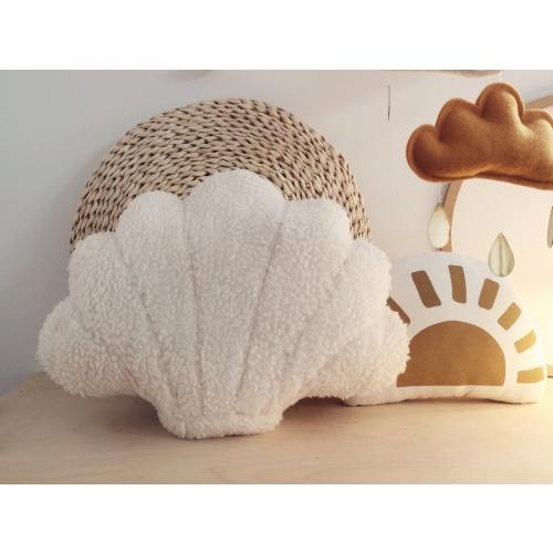 Seashell Cushion, Coastal Decor, Ivory Shell Pillow, Sea Shell Pillow, Nursery Decor, Cozy Pillow, Teddy Fleece Cushion, Sea Lover Gift