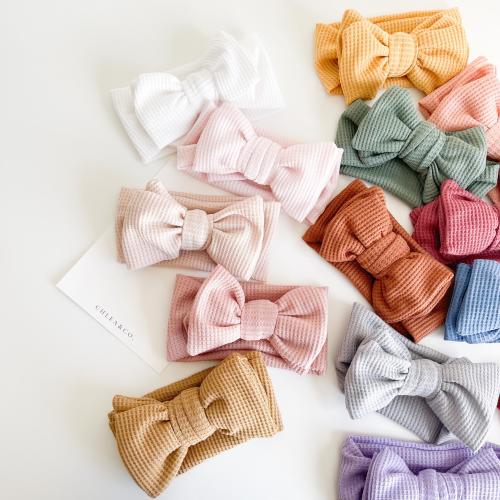 Waffle Bow Headband | Baby Bow Headband | Newborn Infant Girl Toddler Headband | Waffle Knit Bow |  | Baby Girl Gift | Top Knot Headband
