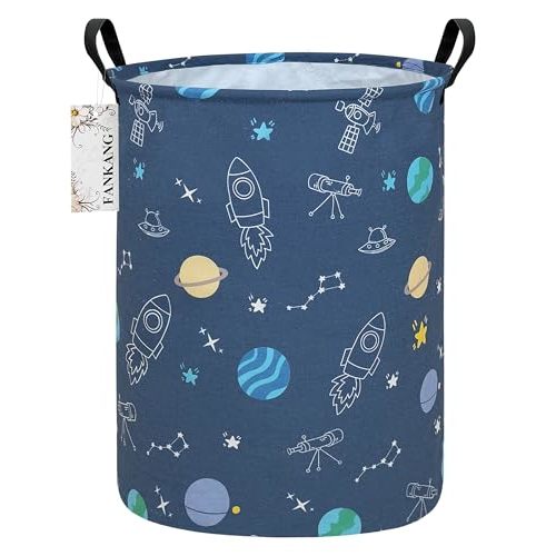 FANKANG Storage Basket, Nursery Hamper Canvas Laundry Basket Foldable with Waterproof PE Coating Large Storage Baskets for Kids Boys and Girls, Office, Bedroom, Clothes,Toys(Colorful Space )