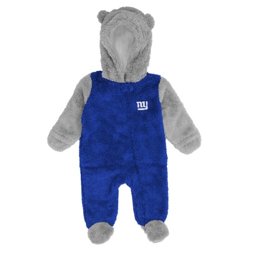 Newborn & Infant New York Giants Royal/Gray Game Nap Teddy Fleece Bunting Full-Zip Sleeper