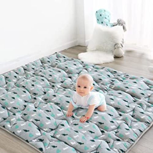SPRINGSPIRIT Baby Play Mat, 47x47 Infant Play Mat for Playpen, Thicken Baby Mat for Floor, Non-Slip Washable Playmat for Babies, Toddlers, Grey