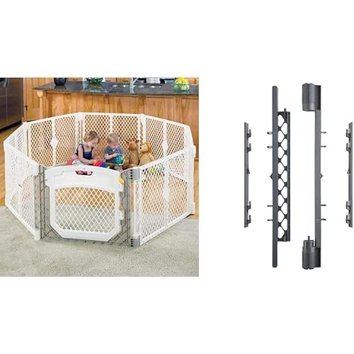 North States Superyard Ultimate Indoor/Outdoor 8-Panel Baby Play Yard + Toddleroo Wall Mount Kit