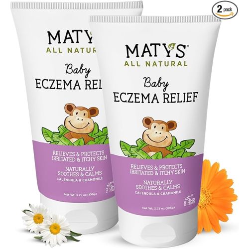 Matys Baby Eczema Cream, Relieves & Protects Dry Itchy Sensitive Skin from Flare Ups, Steroid Free, Safe for Kids & Babies 3 Months + with Colloidal Oatmeal, Calendula, Lavender, 2 Pack, 3.75 oz each