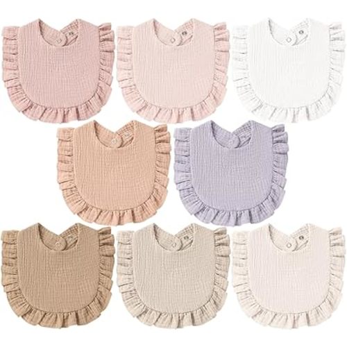 8-Pack Muslin Baby Bandana Drool Bibs for Unisex Girls & Boys – 100% Cotton Bibs, Soft & Absorbent Teething and Drooling Essentials for Newborns
