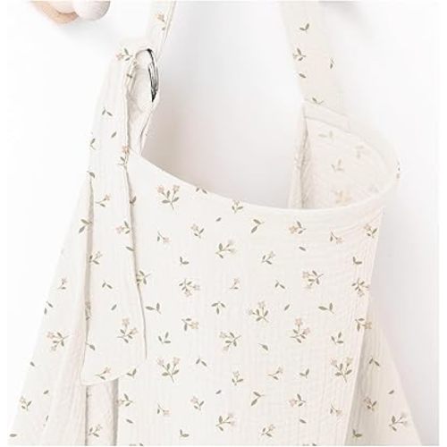 Muslin Nursing Covers for Breastfeeding, Privacy Breast Feeding Cover with Arch Neckline for Mom and Baby, Breathable 100% Cotton Nursing Apron Multi-use Stroller Cover (Pink Blossom)