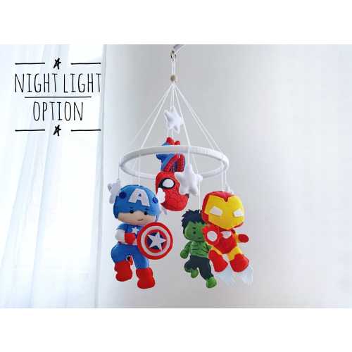 Superheroes baby boy mobile nursery Baby crib mobile Avengers felt baby mobile Newborn baby shower gifts Girl baby mobile