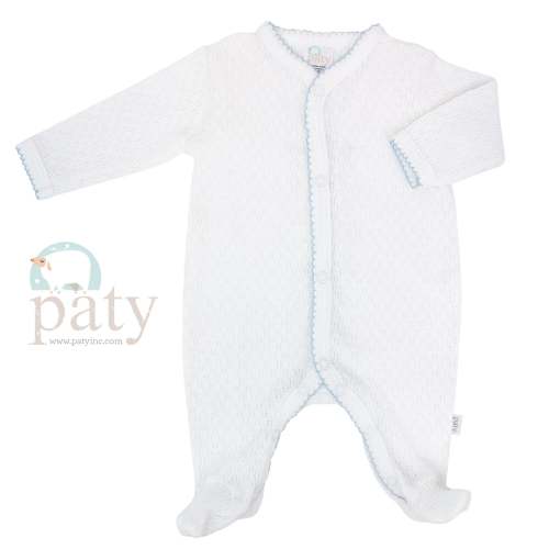 White Knit Footie w/ Trim Options #119 - Blue, NB Size
