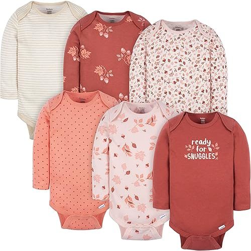 Gerber Baby Girls' 6-Pack Long-Sleeve Onesies Bodysuits