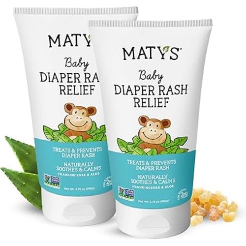 Matys Baby Diaper Rash Relief Ointment, Petroleum Free Diaper Cream for Babies 2 Months Old +, Soothing Balm Protection for Chafed Skin, Nurturing Lavender & Aloe w/Zinc Oxide, 2 Pack, 3.75 oz each