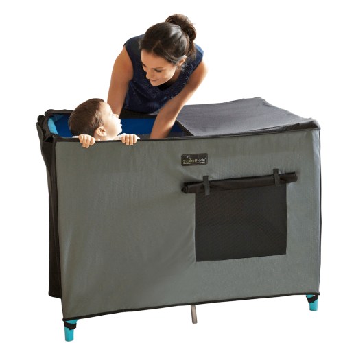 SnoozeShade for Pack and Plays | Air-permeable blackout canopy | SnoozeShadeUSA