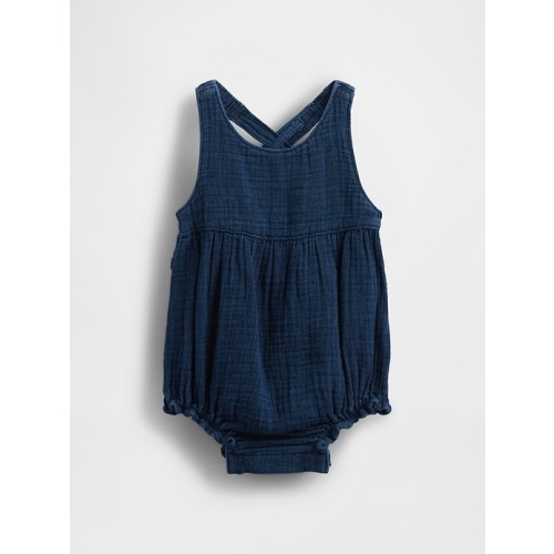 Baby Crinkle Gauze Denim Bubble Shorty One-Piece