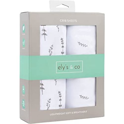 Ely's & Co. Crib Sheet Set, 100% Jersey Cotton — Forest Grey Crib 2-Pack