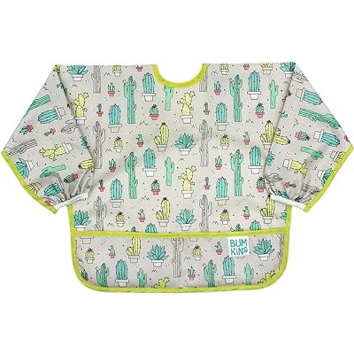 Bumkins Sleeved Bib, Cactus Green