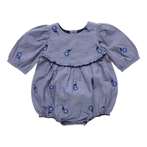 Baby Girls Rowan Bubble - Blue Blossom Embroidery