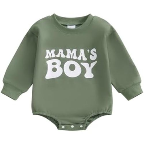 Fall Baby Boy Outfit Mamas Boy Baby Clothes Newborn Bubble Romper Long Sleeve Sweatshirt Coming Home Outfit