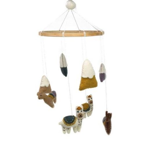 Slickblue 19" Hand-felted Wool Llama Mobile - Charming Nursery Décor