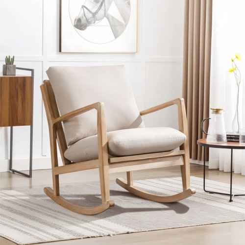 Hokku Designs Zoller 26'' Wide Modern Soft Arm Rocking Chair with Wooden Frame and Removable Cushion & Reviews | Wayfair