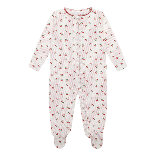baby summer cherries pima footie: 6-12 months