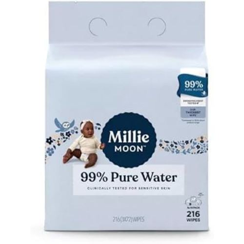 Millie Moon Baby Wipes, 99% Pure Water, 216 Count