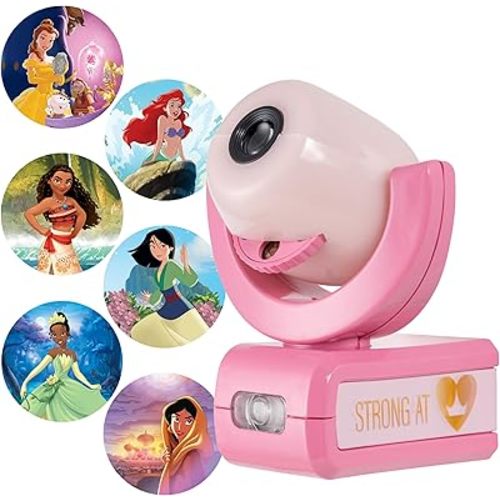 Projectables Disney Princess LED Kids Night Light, Projector, Plug-In, Dusk-to-Dawn Sensor, Belle, Jasmine, Ariel, Moana, Tiana & Mulan, Pink, 11738
