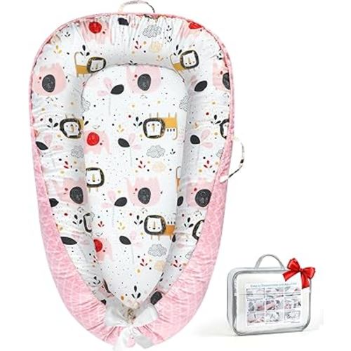 Baby Lounger - Baby Lounger for Newborn 0-24 Months, Breathable Pure Cotton Baby Nest Lounger Cover, Baby Registry Newborn Essentials Gifts, Portable Floor Tummy Time Lounger for Home & Travel