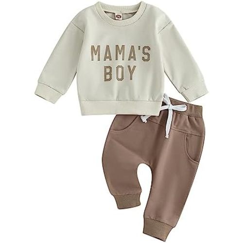 Mamas Boy Clothes Toddler Baby Fall Winter Outfit Long Sleeve Letter Sweatshirt Top Jogger Pants Casual Tracksuit