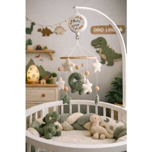 Personalized Dinosaur Baby Mobile – Felt Nursery Decor with stars