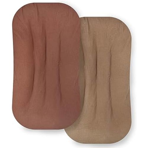 Ultra Soft Organic Muslin Baby Lounger Cover, Removable Loungers Slipcover Fit Newborn Baby Boys and Girls (Brown&Coffee)
