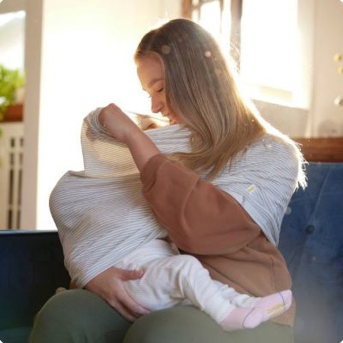 GoldBug 5-in-1 Car Seat and Nursing Cover - Multi Use Cover for Baby - Gray Stripe