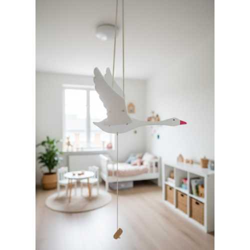 Handmade Nordic Swan Mobile with Moving Wings