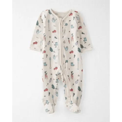 (3mo) Baby Organic Cotton Sleep & Play Pajamas - Little Planet | Veggie Garden Print