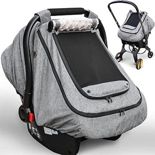Waterproof Baby Car Seat Cover,YVMVDV Patented Cold Weather Carseat Cover for Babies,Infant Car Seat Cover Canopy for Boy Girls,Windproof Car Seat Canopy for Boys & Girls, Keeps Babies Warm
