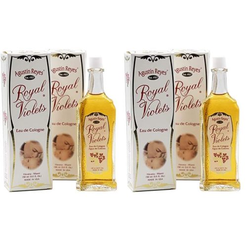 Agustin Reyes Royal Violets Eau de Cologne Gently and Refreshing for Baby Skin, Relaxing Aroma, 4-Pack of 5.0 FL Oz, 2 Glass Bottles