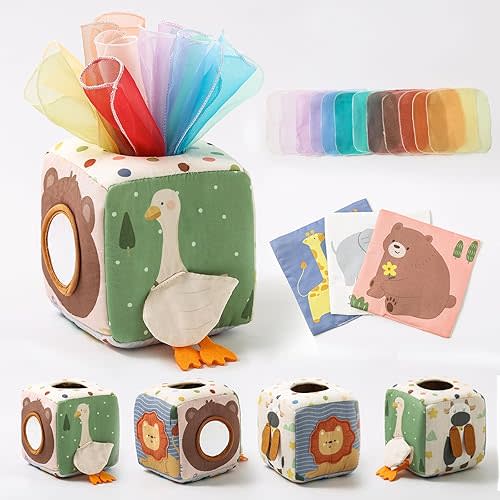 Youuys Baby Tissue Box Toy for Babies 6-12 Months - Montessori Toys Baby Tissue Box Sensory Toys for 1 Year Old - Boy Girl Gifts for Babies 6 12 18 Months Old