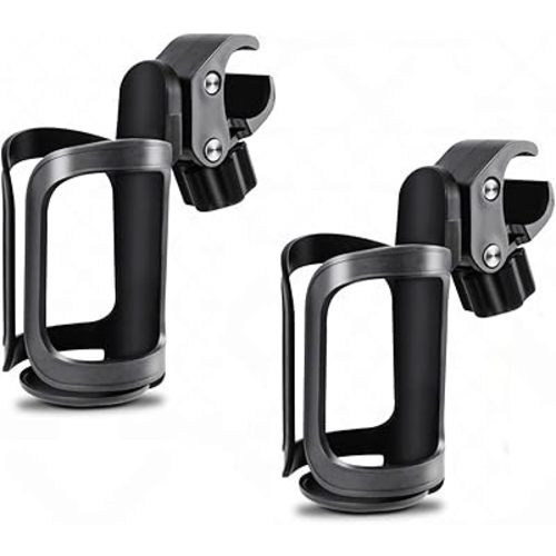 Universal 360° Rotating Cup Holder, 2-Pack - Fits for Boat, Pontoon, Stroller and Bike - Features Elastic Grip, Tool-Free Installation ，Securely Holds 20oz to 40oz Drinkware for Outdoor Activities