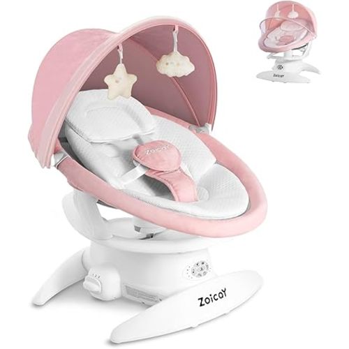 3-in-1 Baby Swing for Infants to Toddler, Infant Swing with 5 Speeds & 3 Swing Modes, 12 Lullabies, Electric Swing for Baby, Up to 25 lbs, Pink