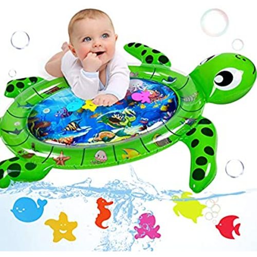 Infinno Tummy Time Mat Premium Baby Water Mat Baby Toys 3 6 9 12 Months for Infants Newborns and Toddlers Activity Play Center, Strengthen Your Babies’ Muscles in Daily Fun Time, Turtle, XLarge
