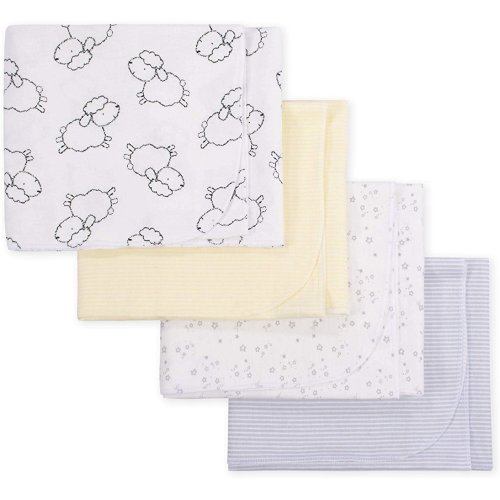 Gerber Baby 4-Pack Flannel Receiving Blanket, Starry Dreams, One Size