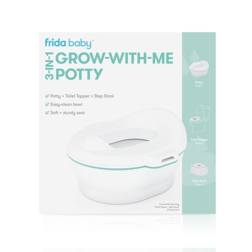 Frida Baby 3-in-1 Toilet Trainer, Convertible Potty, Seat Topper, Stepstool, White, 2Pc