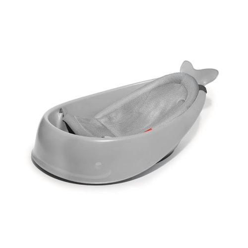 Skip Hop Baby Bath Tub, 3-Stage Smart Sling Tub, Moby, Grey