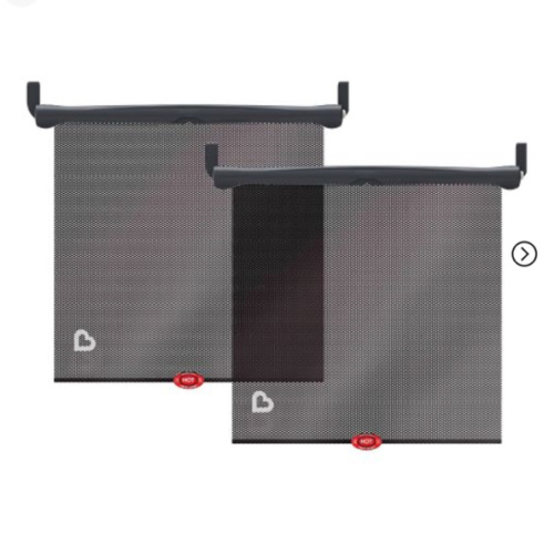 Munchkin Sun Safety Car Window Rollershade With Heat Alert - Black - 2pk