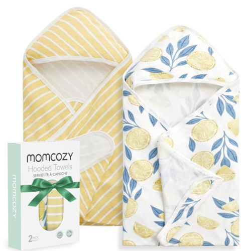 Momcozy Baby Towel with Hooded - Ultra Soft & Absorbent Large Bath Towel Set for Comfort & Gentle on Baby's Skin - Med Thick& Durable -Shower Gift & Bath Essential for Newborn, Infant, Toddler