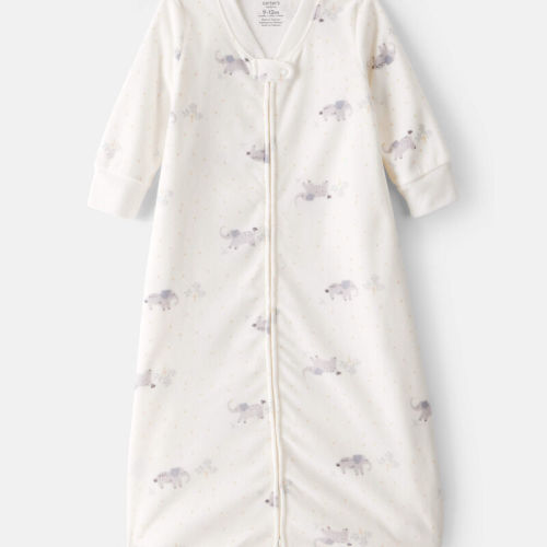 Ivory Baby Elephant Print Long-Sleeve Wearable Blanket - White | Carter’s Oshkosh Canada
