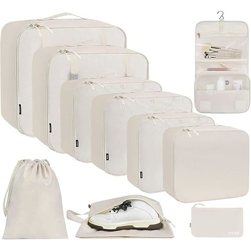 BAGAIL 8 Set/10 Set Packing Cubes Various Sizes Packing Organizer for Travel Accessories Luggage Carry On Suitcase