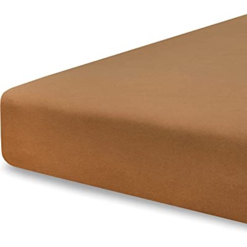 Pobibaby - Single Solid Premium Fitted Baby Crib Sheets for Standard Crib Mattress - Ultra-Soft Cotton Blend, Safe and Snug, and Stylish Solid Crib Sheet (Caramel Brown)