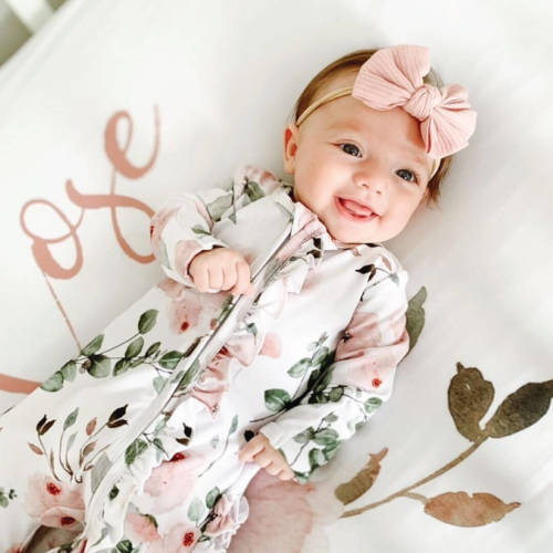 Millie's Dusty Rose Floral Zipper Ruffle Footie
